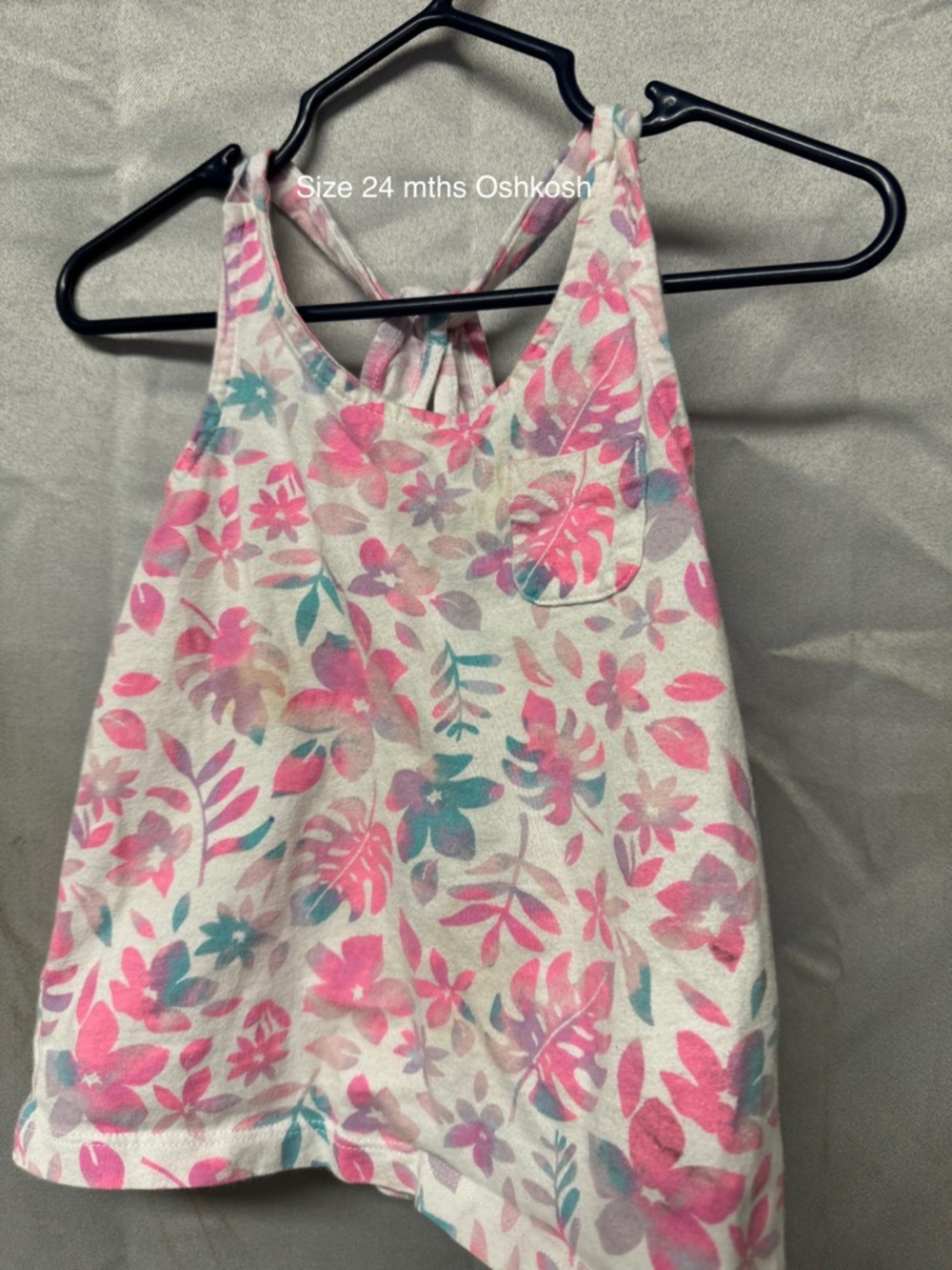 OshKosh B'gosh White Tank Top with Pink Floral Print